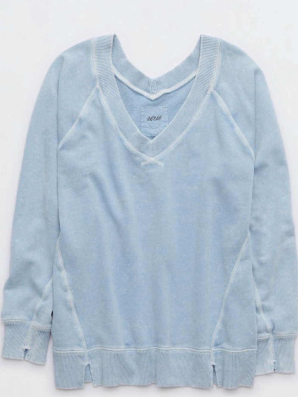 Light Blue V-Neck Pullover Sweatshirt
